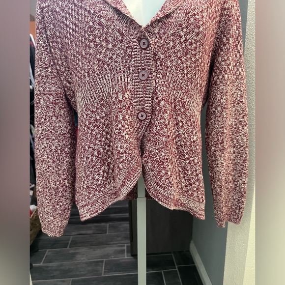 Laura Scott Red & White Knit Cardigan - Picture 3 of 8